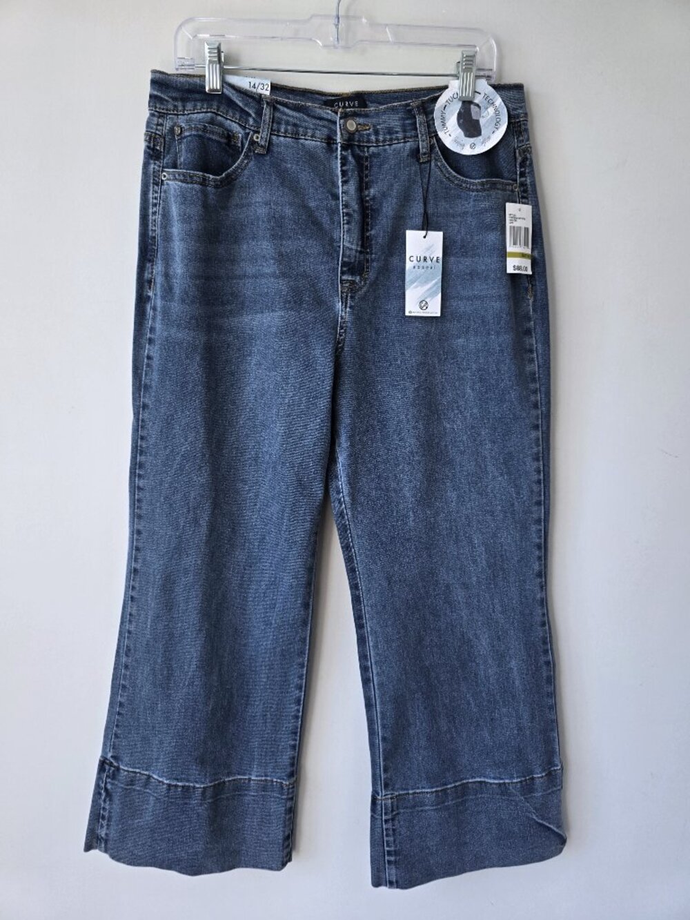 Curve Appeal Wide Leg Jeans High Rise Medium Wash Size 14 NWT